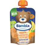 6x Bambix Knijpzakje Appel, Banaan, Sinaasappel&Koekjes Bio 6M+