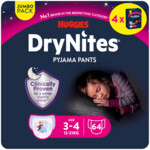 4x Huggies DryNites Nachtbroekjes Meisjes 3-4 jaar - 45.95 euro