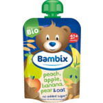 6x Bambix Knijpzakje Appel, Perzik, Banaan, Peer & Haver Bio 10M+