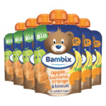 6x Bambix Knijpzakje Appel, Banaan, Sinaasappel&Koekjes Bio 6M+