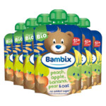 6x Bambix Knijpzakje Appel Perzik Banaan Peer & Haver Bio 10M+