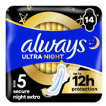 12x Always Maandverband Ultra Secure Night Extra - 19.99 euro