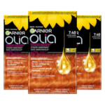 3x Garnier Olia Permanente Haarkleuring 7.40 Intens Koper - 49.01 euro