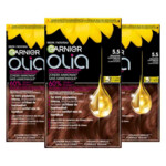 3x Garnier Olia Permanente Haarkleuring 5.5 Lichtbruin - 49.01 euro