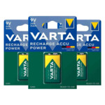 3x Varta  Recharge Accu Power Oplaadbare Batterijen 9V 200mAh