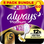 5x Always Maandverband Platinum Secure Night Extra Wings - 11.99 euro