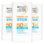 3x Garnier Ambre Solaire Super UV Stick SPF 50+ - 59.28 euro