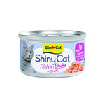 GimCat Kattenvoer Nat ShinyCat Filets in Bouillon Kip & Garnalen