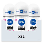 12x NIVEA Deodorant Roller Black & White Invisible