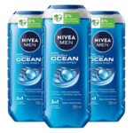 3x NIVEA Men Shampoo & Douchegel 3in1 Fresh Ocean