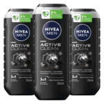 3x NIVEA Men Shampoo & Douchegel 3in1 Active Clean