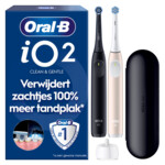Oral-B iO 2 Elektrische Tandenborstel Dubbelpak Zwart en Roze + 2 Opzetborstels + Reisetui
