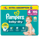 5x Pampers Baby Dry Luiers Maat 4+ (10-15 kg) - 44.48 euro