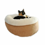 Afp Lambswool Donut Bed Tan  45 x 45 x 25 cm