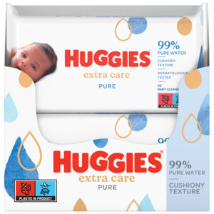 8x Huggies Billendoekjes Pure Extra Care Sensitive 99% Water - 13.99 euro