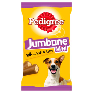 8x Pedigree Jumbstone Hondensnacks Mini Kip & Lam 160 gr