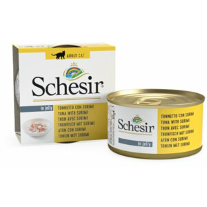 12x Schesir Kattenvoer Tonijn en Surimi in Gelei 85 gr