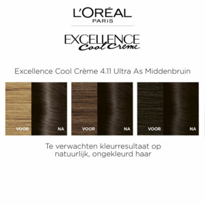 6x L'Oréal Excellence Cool Crème Permanente Crèmekleuring 4.11 - Ultra As Middenbruin - 80.96 euro