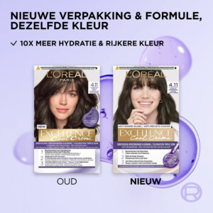 6x L'Oréal Excellence Cool Crème Permanente Crèmekleuring 4.11 - Ultra As Middenbruin - 80.96 euro