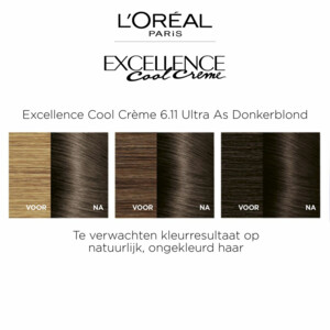 3x L'Oréal Excellence Cool Crème Permanente Crèmekleuring 6.11 - Ultra As Donkerblond - 45.74 euro