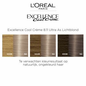 6x L'Oréal Excellence Cool Crème Permanente Crèmekleuring 8.11 - Ultra As Lichtblond - 80.96 euro