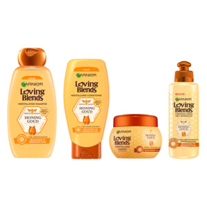 Infecteren bar Handelsmerk Garnier Loving Blends Honing Goud Shampoo, Conditioner, Haarmasker &  Leave-in crème Pakket | Plein.nl