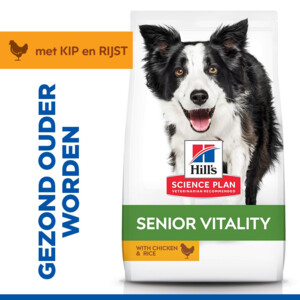 Hill's Science Plan Hondenvoer Droog Senior Vitality Medium Breed Kip en Rijst 14 kg