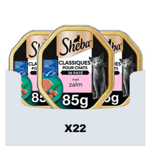 22x Sheba Adult Kattenvoer Classic Paté Natvoer Zalm Kuipjes
