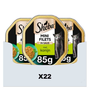 22x Sheba Mini Filets Adult Kattenvoer Natvoer Konijn in Saus