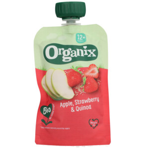 6x Organix Knijpfruit 12+m Appel Aardbei & Quinoa BIO - 8.43 euro