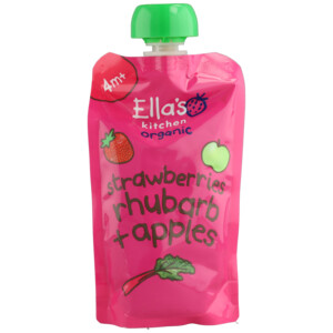 7x Ella's Kitchen Biologisch Knijpfruit 4+m Aardbei, Rabarber &  Appel - 10.44 euro