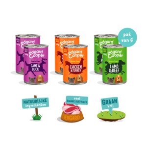 Edgard & Cooper Hondenvoer Multipack Kip - Wild - Lam 6 x 400 gr