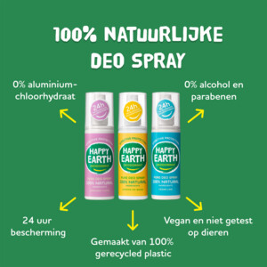6x Happy Earth 100% Natuurlijke Deodorant Spray Cedar Lime - 41.25 euro