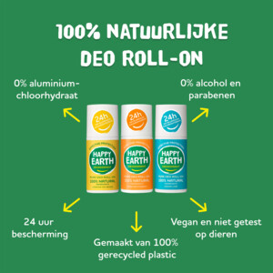 Happy Earth 100% Natuurlijke Deodorant Roller Lemon Sandelwood - 8.49 euro