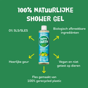 Happy Earth 100% Natuurlijke Douchegel Cedar Lime - 6.99 euro