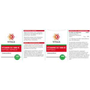 2x Vitals Vitamine D3 1000IE - 23.83 euro