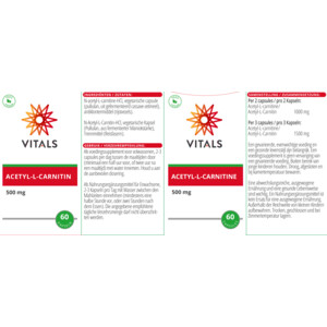 2x Vitals Acetyl-l-carnitine 500 mg - 36.8 euro