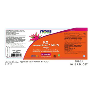 NOW Vitamine K2 Menachinon 7 100 Mcg - 22.05 euro