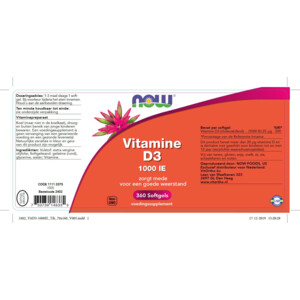 NOW Vitamine D3 1000 Ie - 21.65 euro