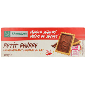 Damhert Petit Beurre Melkchocolade Minder Suikers - 3.49 euro