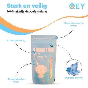 QEY Moedermelk Bewaarzakjes Blauw - 18.99 euro