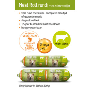 10x Fokker Meat Roll Hondenvoer Nat Rund - Zalm 800 gr