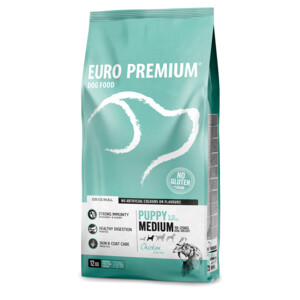 Euro-Premium Puppy Medium Kip - Rijst 12 kg