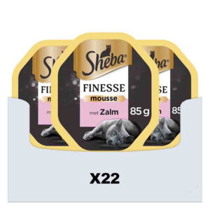 22x Sheba Finesse Kattenvoer Natvoer Mousse Zalm Kuipjes
