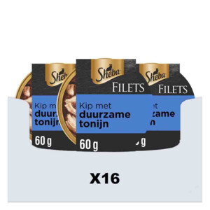 16x Sheba Filets Kattenvoer Natvoer Tonijn & Kip in Saus
