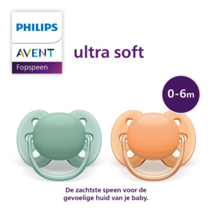 Philips Avent Fopspeen Ultra Soft 0-6 mnd Groen Oranje - 7.99 euro