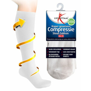 Lucovitaal Compressie Steun Sokken Wit maat 36-41 - 6.95 euro