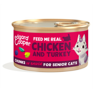 18x Edgard & Cooper Kattenvoer Senior Chunks Kip - Kalkoen 85 gr
