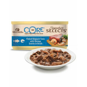Wellness Core Kattenvoer Signature Selects Flaked Tonijn - Garnaal 79 gr