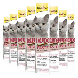 8x GimCat Anti-Hairball Duo-Paste Kip & Mout